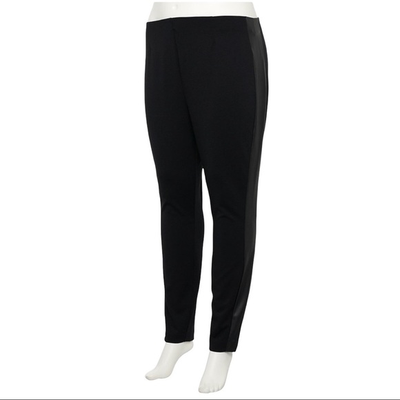 Evri Tregging Leather Insert Ponte Trouser Leggings Pants Women’s Plus Size 3X - Picture 1 of 11